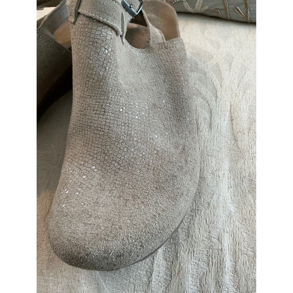 Birkenstock Papillio Clogs Womens 42 10.5 ,11 Beige Esra Wedge Suede, Metallic - Picture 8 of 10